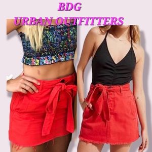 BDG Urban Outfitters soft denim mini raw hem skirt button fly